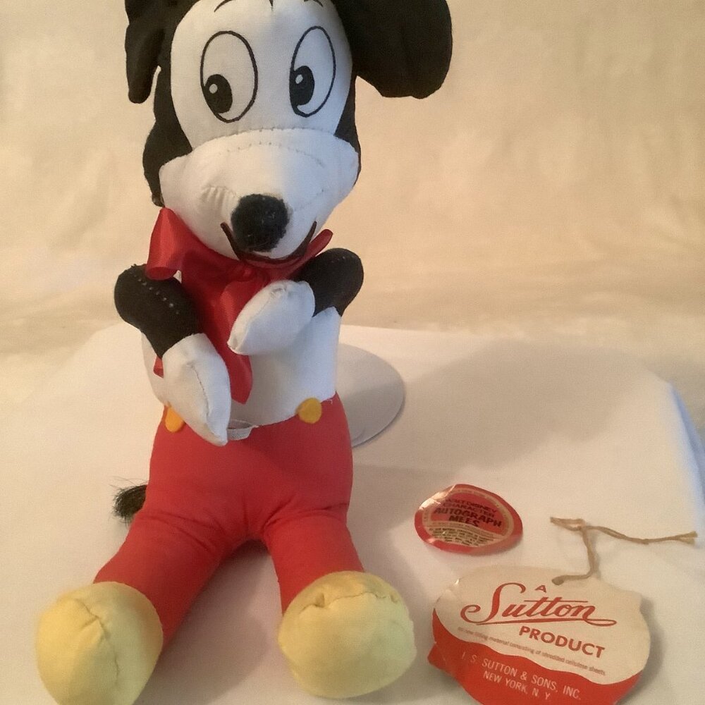 Vintage Disney Mickey Mouse Autograph Mees Plush Toy